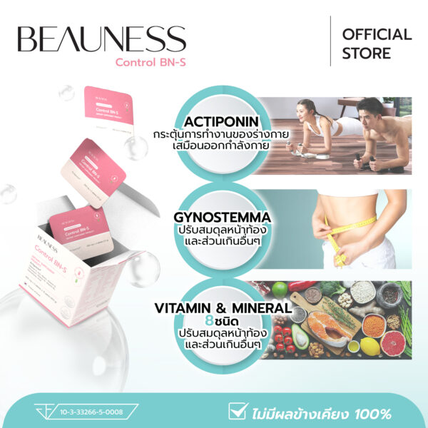 BEAUNESS Control BN-S เซ็ตระเบิดแฟต ทานได้ 3 เดือน คอนโทรลบีเอ็น-เอส 6 กล่อง - Image 2